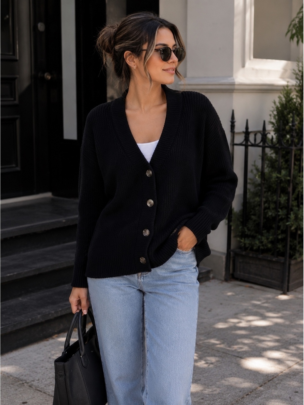Hudson Los Angeles Women’s Black 100% Cotton Button-Front Cardigan Size XL